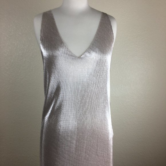 Zara Trafaluc Silver & Black Crinkle Maxi Dress - Picture 2 of 8